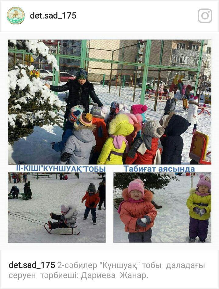 ІІ кіші "Күншуақ" тобы "Табиғат аясында"