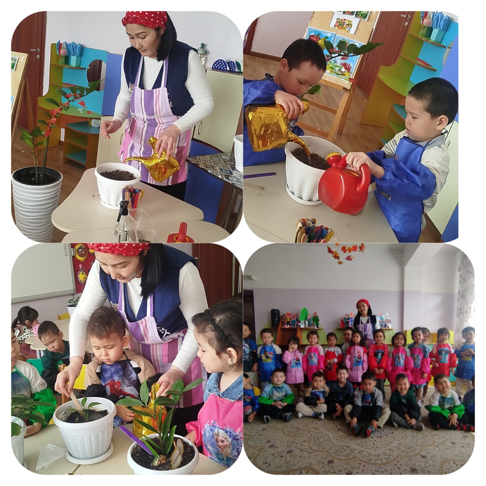 Тақырыбы: Жаңару " Жасыл желек" Мақсаты:Экологиялық тәрбие, балаларды өсімдіктердің өсу процесімен (отырғызу, суару, күтім жасау) таныстырып, олардың табиғат туралы білімін кеңейту. Еңбекке баулу, жауапкершілік қалыптастыру.
